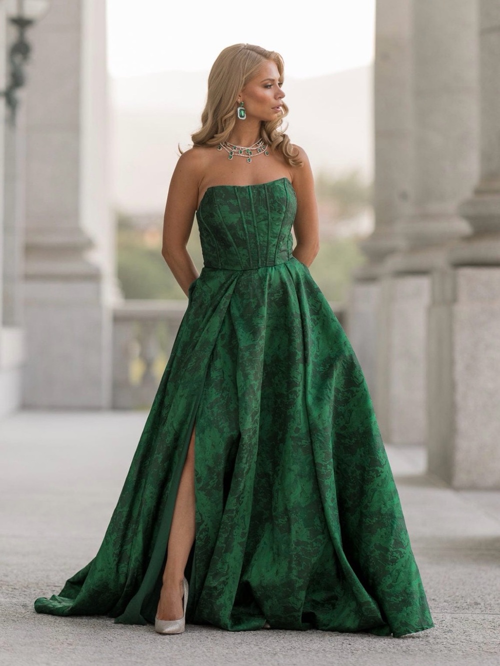 JessaKae Rayne Dress Size 10 Deep Green Strapless Formal Dress
